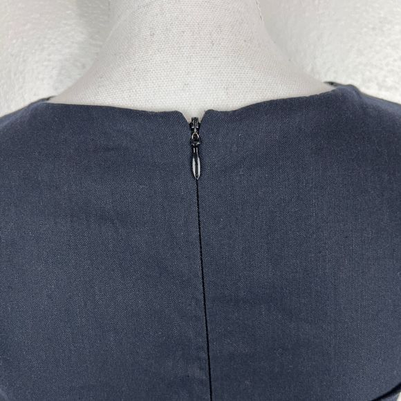 Nicole Miller Artelier Dress Women 4 Black Sleeveless Midi Drape Solid LBD Linen - Picture 11 of 14